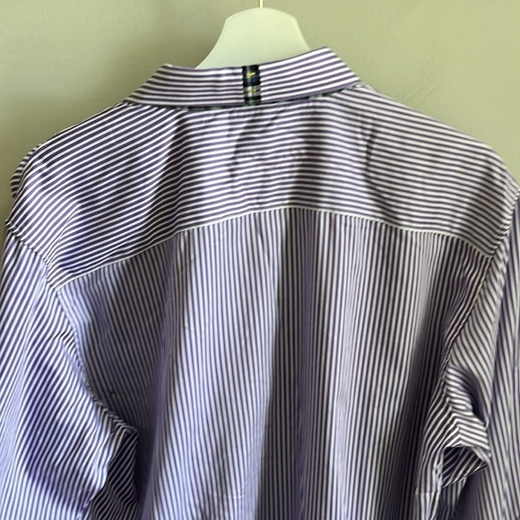 Robert Graham X Casual Button Down Shirt Striped Flip Cuff Size Large Purple - Picture 6 of 9